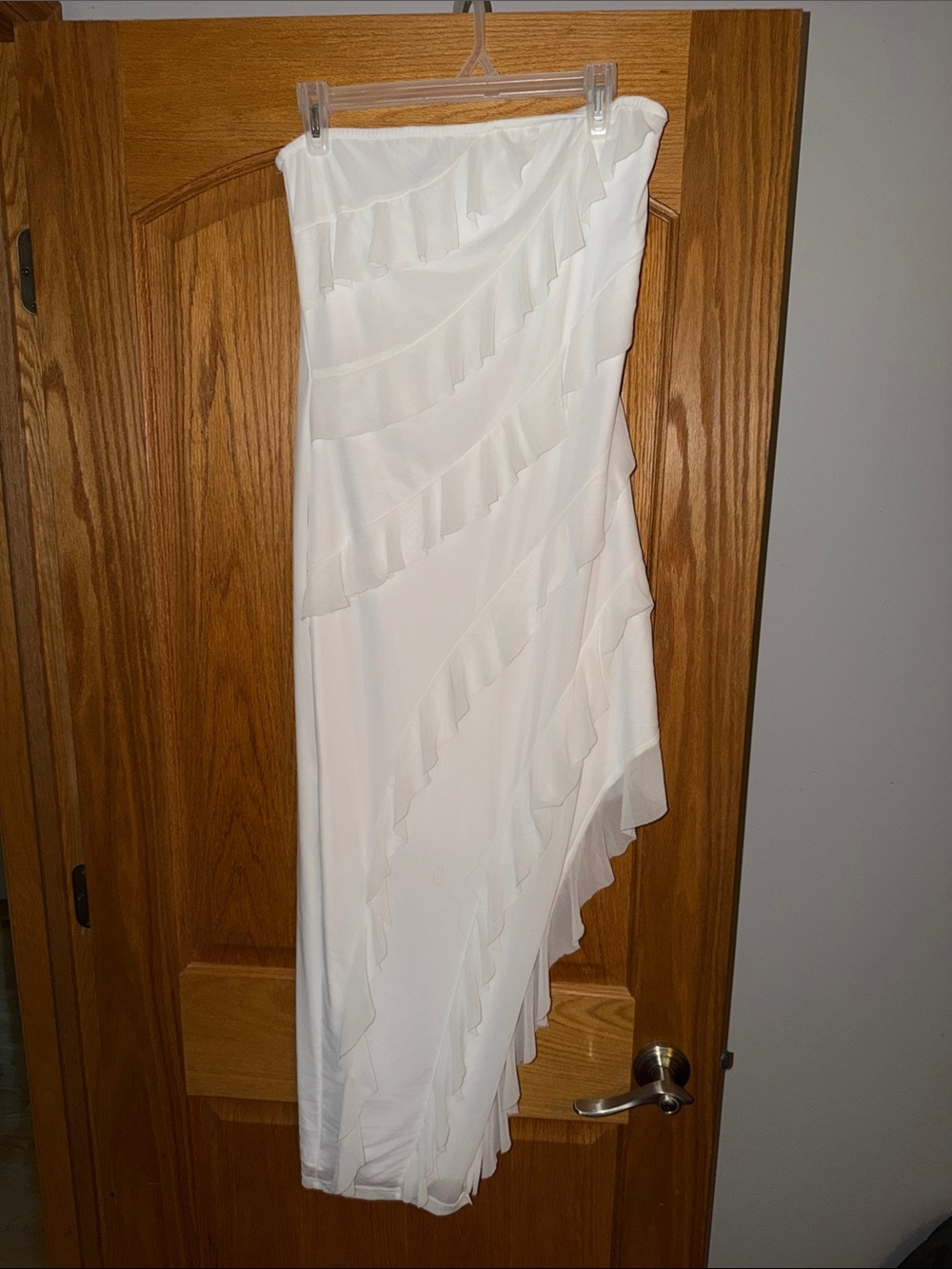 Pretty Garden - White Ruffle Asymmetrical Women's dress